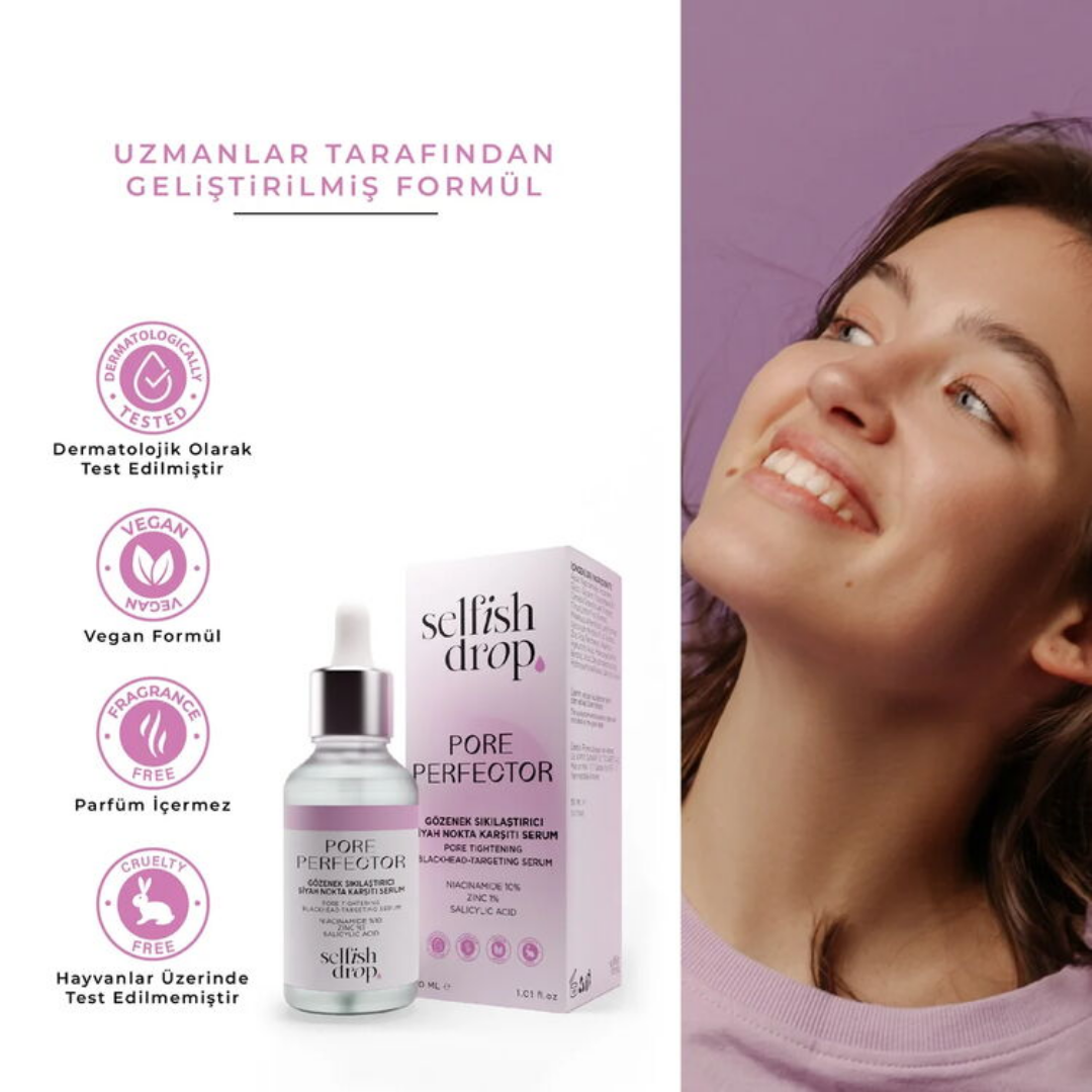 Selfish Drop Yağlı Ve Karma Ciltler Için Pore Perfector Gözenek Sıkılaştırıcı Siyah Nokta Karşıtı Serum 30 ml
