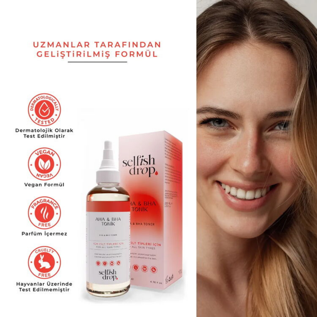 Selfish Drop Tüm Cilt Tipleri Için Aha & Bha Arındırıcı Cilt Yağı Dengeleyici Tonik 200 ml