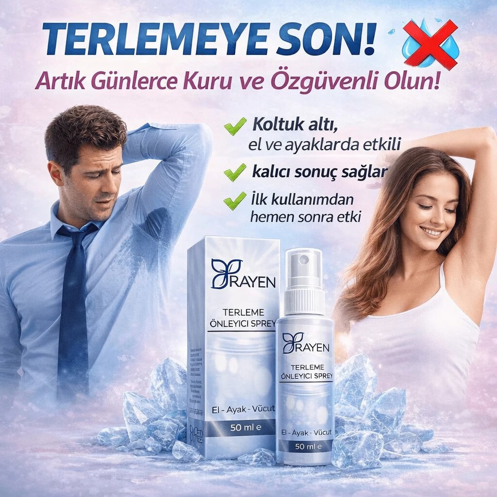 Rayen Terleme Önleyici Sprey 50ml El,  Ayak, Koltuk Altı ve Tüm Vücutta Etkili